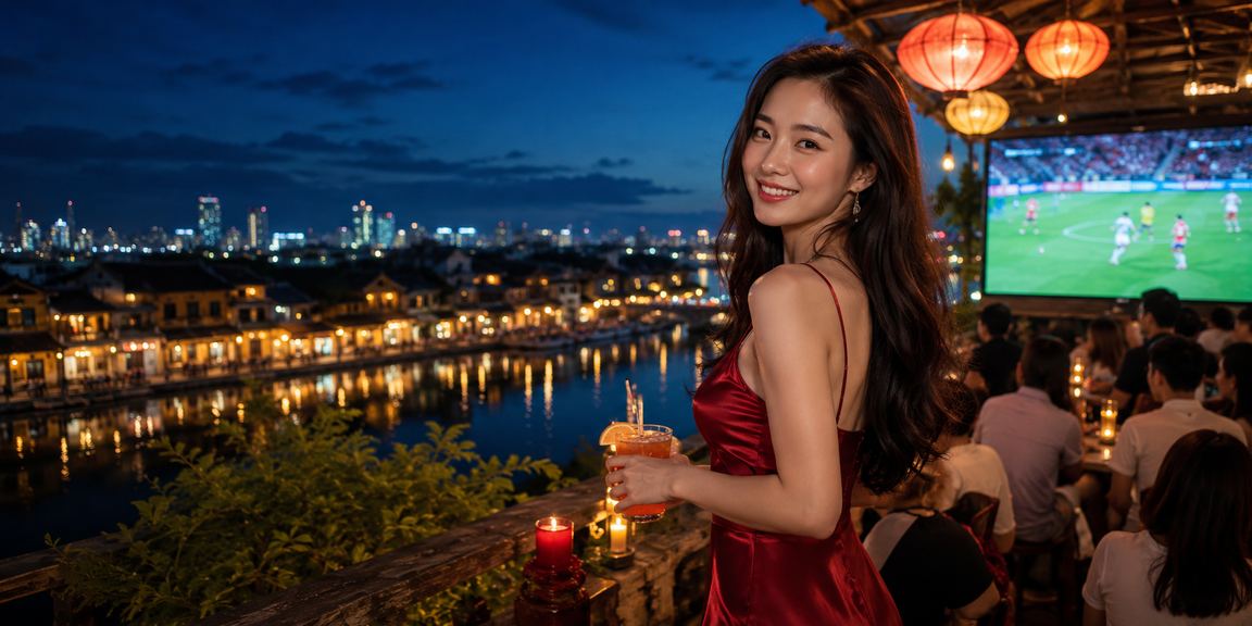 Người dùng xem kèo bóng đá Việt Nam tại quán cà phê Hội An